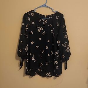 LARIE TIE SLEEVE POLYESTER BLOUSE. TEAL GREEN